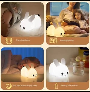 Rabbit LED Night Light Silicone Animal Cartoon Dimmable Lamp USB Rechargeable_img_1