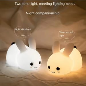 Rabbit LED Night Light Silicone Animal Cartoon Dimmable Lamp USB Rechargeable_img_2