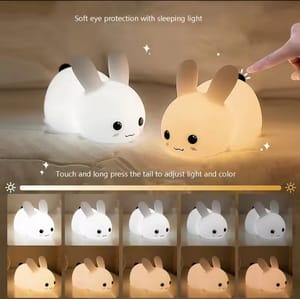 Rabbit LED Night Light Silicone Animal Cartoon Dimmable Lamp USB Rechargeable_img_3