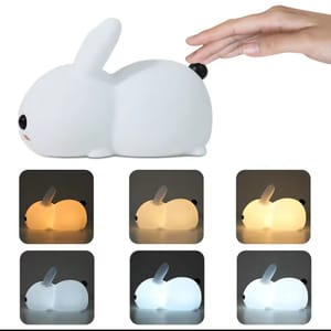 Rabbit LED Night Light Silicone Animal Cartoon Dimmable Lamp USB Rechargeable_img_4