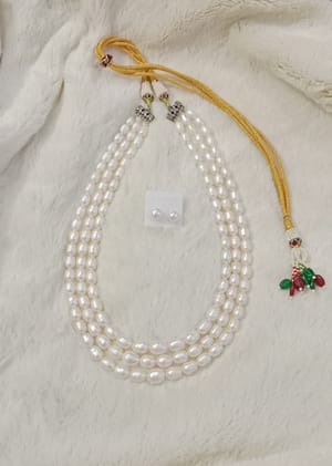White Rice Pearl  3 layer Necklace_img_1