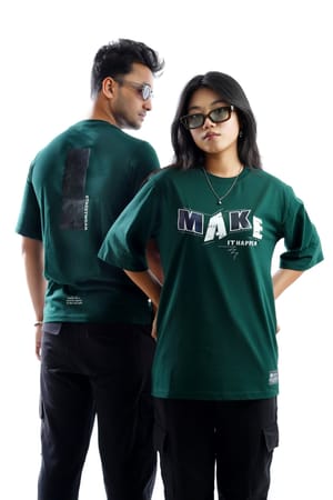 ‘MAKE IT HAPPEN’ BOTTLE GREEN LONG SLEEVE TEES_img_1