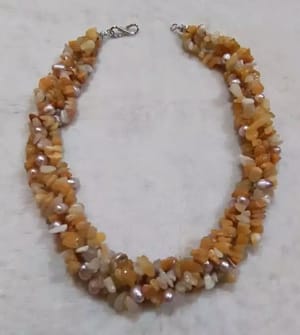 Coral stone & Pearl Combination neckpiece_img_3