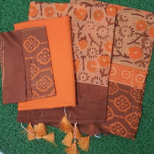 Batik Floral Print Casual Wear [Orange and Brown]_img_0