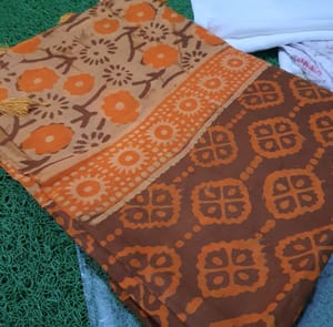 Batik Floral Print Casual Wear [Orange and Brown]_img_3