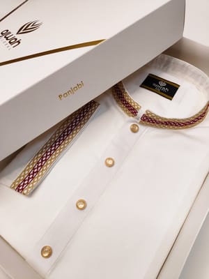 Pearl White Panjabi with Regal Embroidery_img_0