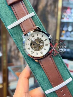 FOSSIL AUTOMATIC WATCH | LEATHER BELT | BROWN BELT WHITE DIAL_img_1