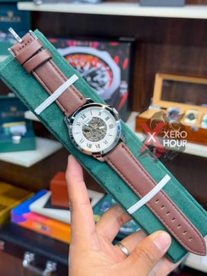 FOSSIL AUTOMATIC WATCH | LEATHER BELT | BROWN BELT WHITE DIAL_img_4