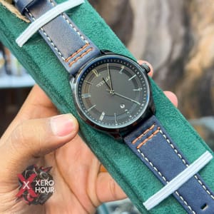 TUBULAR | AUTHENTIC LEATHER BELT | BLUE BELT RED STITCH | BLACK DIAL_img_0