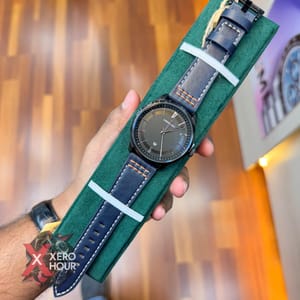 TUBULAR | AUTHENTIC LEATHER BELT | BLUE BELT RED STITCH | BLACK DIAL_img_2