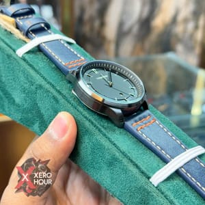 TUBULAR | AUTHENTIC LEATHER BELT | BLUE BELT RED STITCH | BLACK DIAL_img_4