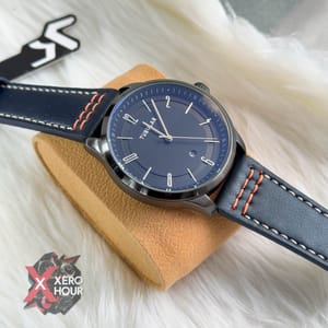 TUBULAR | AUTHENTIC LEATHER BELT | BLUE BELT RED STITCH | BLACK DIAL_img_7