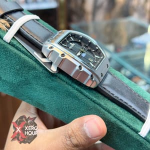 TUBULAR | RM SHAPE | AUTHENTIC LEATHER BELT | BLACK BELT | SS BODY | BLACK DIAL SILVER BODY_img_5