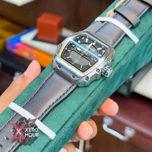 TUBULAR | RM SHAPE | AUTHENTIC LEATHER BELT | BLACK BELT | SS BODY | BLACK DIAL SILVER BODY_img_6