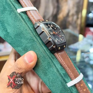 TUBULAR | RM SHAPE | AUTHENTIC LEATHER BELT | BROWN BELT | BLACK DIAL | SS BODY | BLACK BODY_img_2