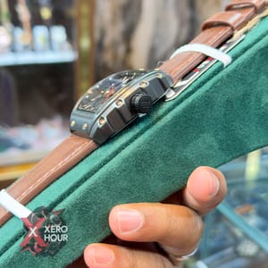 TUBULAR | RM SHAPE | AUTHENTIC LEATHER BELT | BROWN BELT | BLACK DIAL | SS BODY | BLACK BODY_img_3