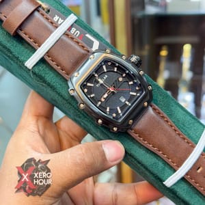 TUBULAR | RM SHAPE | AUTHENTIC LEATHER BELT | BROWN BELT | BLACK DIAL | SS BODY | BLACK BODY_img_4