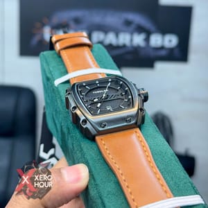 TUBULAR | RM SHAPE | AUTHENTIC LEATHER BELT | LIGHT BROWN BELT | BLACK DIAL | SS BLACK BODY_img_3