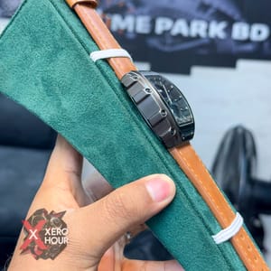 TUBULAR | RM SHAPE | AUTHENTIC LEATHER BELT | LIGHT BROWN BELT | BLACK DIAL | SS BLACK BODY_img_5