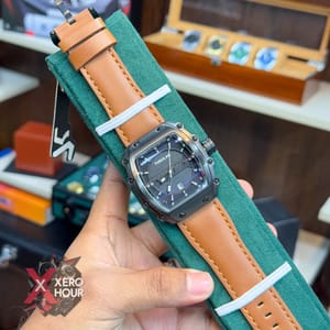 TUBULAR | RM SHAPE | AUTHENTIC LEATHER BELT | LIGHT BROWN BELT | BLACK DIAL | SS BLACK BODY_img_7