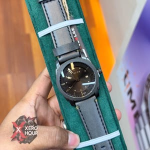 TUBULAR | FOSSIL SHAPE | AUTHENTIC LEATHER BELT |  BLACK BELT | BLACK DIAL_img_1