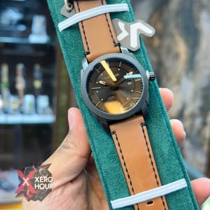 TUBULAR | FOSSIL SHAPE | AUTHENTIC LEATHER BELT | LIGHT BROWN BELT | BLAKC DIAL_img_4