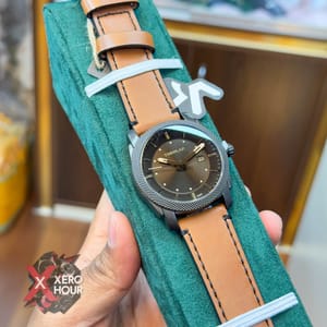 TUBULAR | FOSSIL SHAPE | AUTHENTIC LEATHER BELT | LIGHT BROWN BELT | BLAKC DIAL_img_5