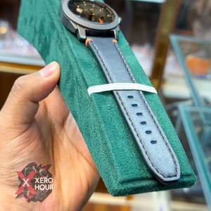 TUBULAR | FOSSIL SHAPE | AUTHENTIC LEATHER BELT | BLUE BELT | ORANGE STITCH | BLACK DIAL_img_3