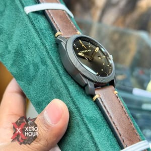 TUBULAR | FOSSIL SHAPE | AUTHENTIC LEATHER BELT |  BROWN BELT | BLACK DIAL_img_2