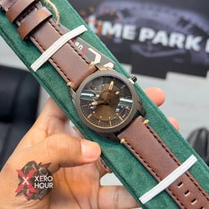 TUBULAR | FOSSIL SHAPE | AUTHENTIC LEATHER BELT |  BROWN BELT | BLACK DIAL_img_6