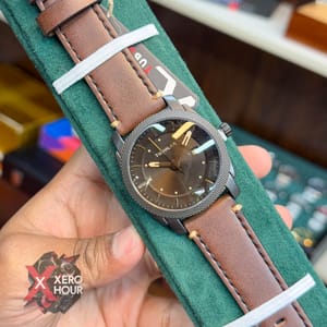 TUBULAR | FOSSIL SHAPE | AUTHENTIC LEATHER BELT |  BROWN BELT | BLACK DIAL_img_7