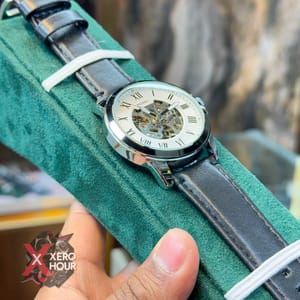 FOSSIL AUTOMATIC WATCH | LEATHER BELT | BALCK BELT | WHITE DIAL_img_1