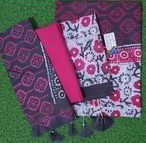 Batik Floral Print Casual Wear (Dark gray with Pink)_img_0
