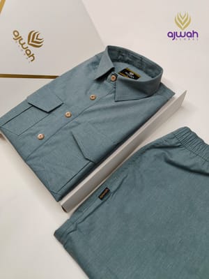 Ajwah Premium Kabli Panjabi – muted teal Edition_img_1