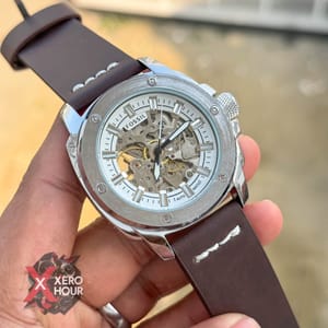 Fossil Auto movement | BIG DIAL | Brown stitch_img_0