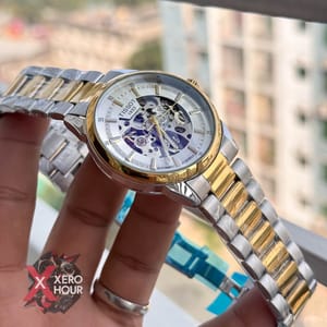 Tissot | Automatic Movement | Half Skeleton | Dual Tone | Silver with  White_img_3