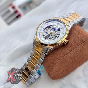 Tissot | Automatic Movement | Half Skeleton | Dual Tone | Silver with  White_img_4