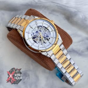 Tissot | Automatic Movement | Half Skeleton | Dual Tone | Silver with  White_img_5