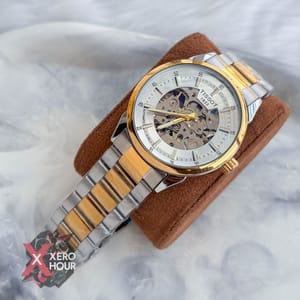 Tissot | Automatic Movement | Half Skeleton | Dual Tone | Silver with  White_img_6