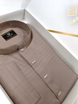 Ajwah Premium Beige Textured Panjabi_img_1