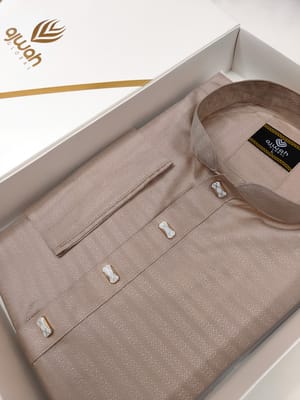 Ajwah Premium Beige Textured Panjabi_img_2