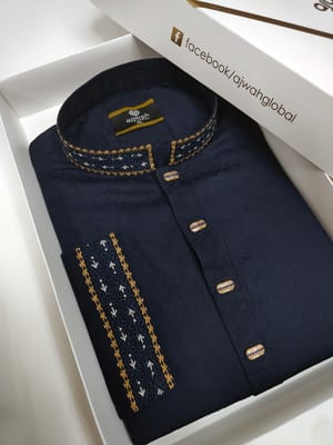 Royal Navy Blue Embroidery Panjabi_img_0