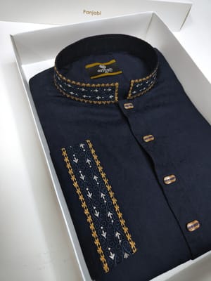 Royal Navy Blue Embroidery Panjabi_img_2