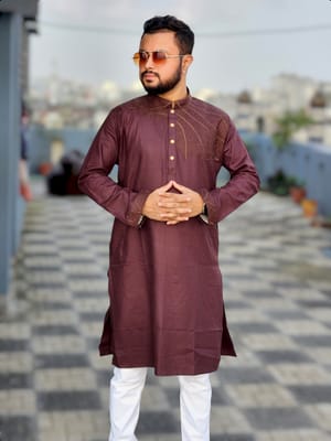 Elite Chest embroidered panjabi code 902(coffee color)