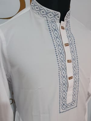Premium Embroidery Punjabi (White)_img_2