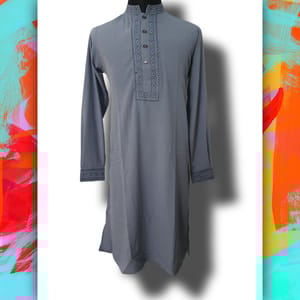 Premium Embroidery Punjabi (Bluish Ash)_img_0