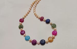 1 Layer Pearl & Akik Stone combination exclusive necklace_img_0