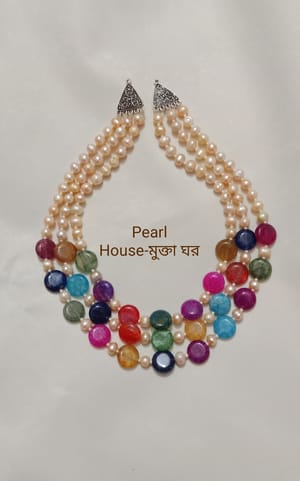 Exclusive 3 Layer Pearl & Akik combination neckpiece_img_1