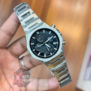 Edifice Master Grade || Japan Movement | Chain Style | Full Silver Black with Blue accent_img_0