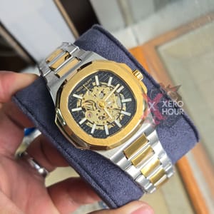 Patek Philippe | SS Body | Automatic Movement | Silver with Gold Bezel Black Dial_img_0